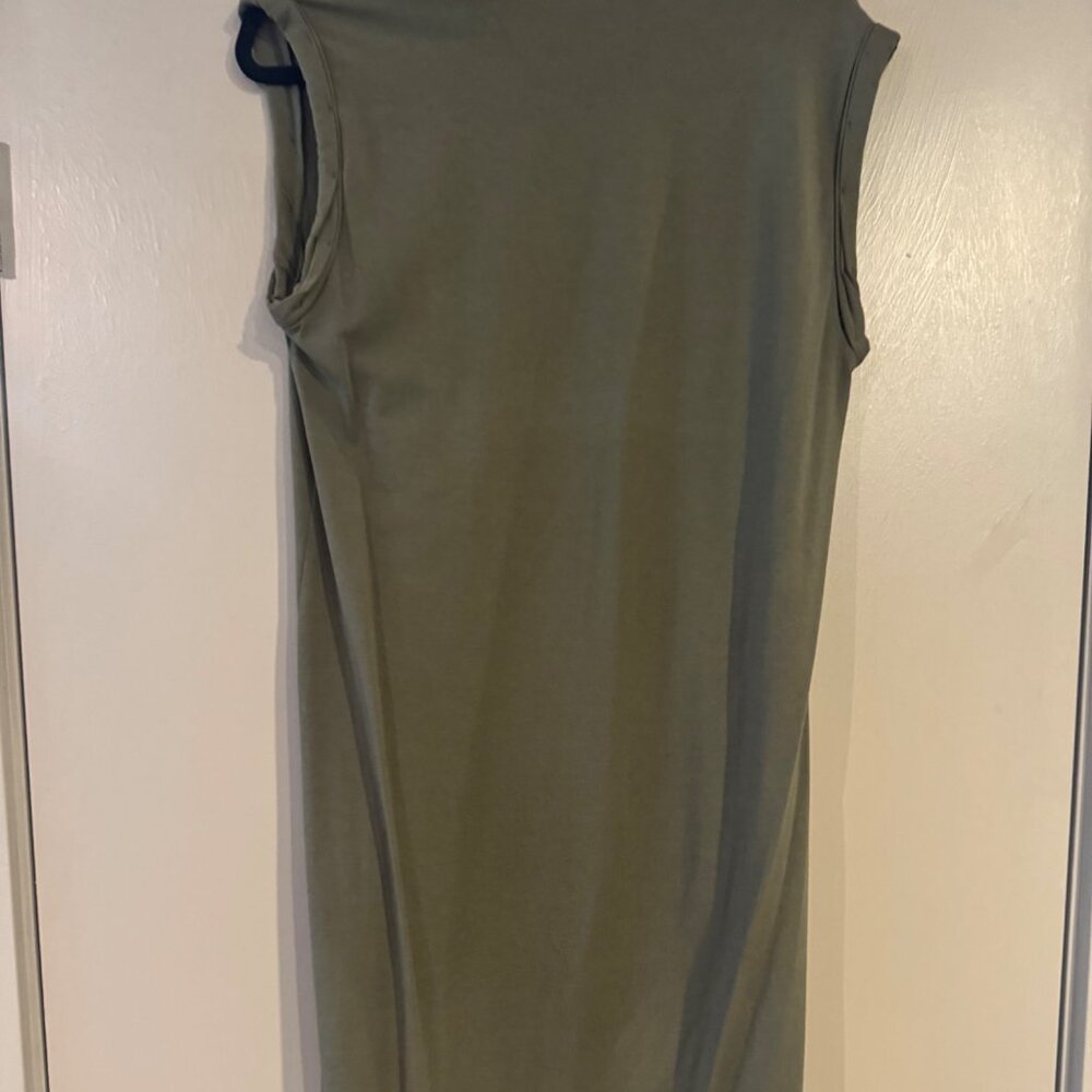 Theory Sleeveless Jersey Midi Dress – Olive Green, Size Large - Picture 3 of 3